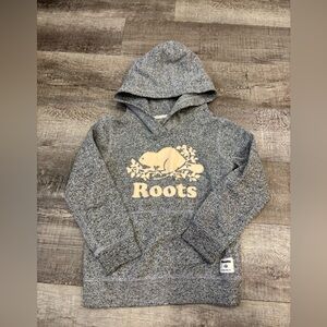 Roots Heather Gray Hoodie with Cream Beaver Logo